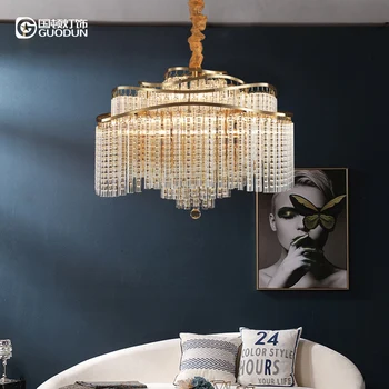 

Post-modern bedroom chandelier study dining room living room lamp simple creative personality luxury atmosphere crystal art