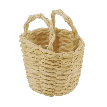 

1/12 Dollhouse Realistic Convenient Practical Interactive Mini Accessories Round Rattan Basket Model Toy Props Ornament