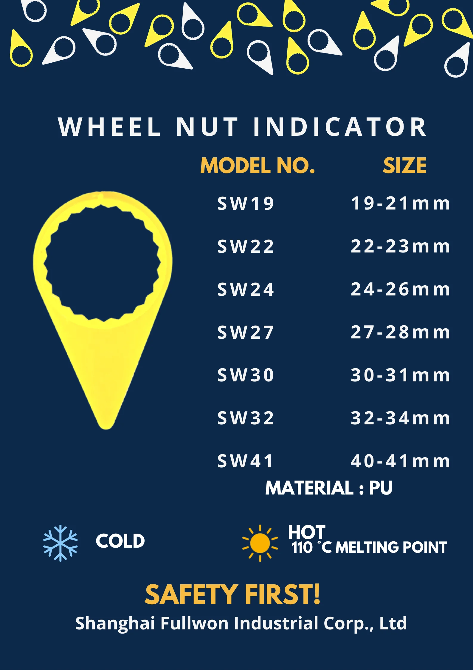 Wheel Nut Indicator Ring Type Loose SW24 PU 50Pcs for 24/25/26mm NUT car accsesories