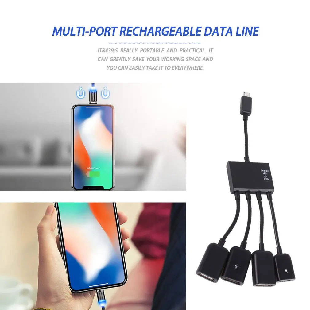 OTG 3/4 порт Micro USB зарядное устройство концентратор кабель разделитель соединитель Адаптер для смартфона компьютер планшет ПК кабель для передачи данных