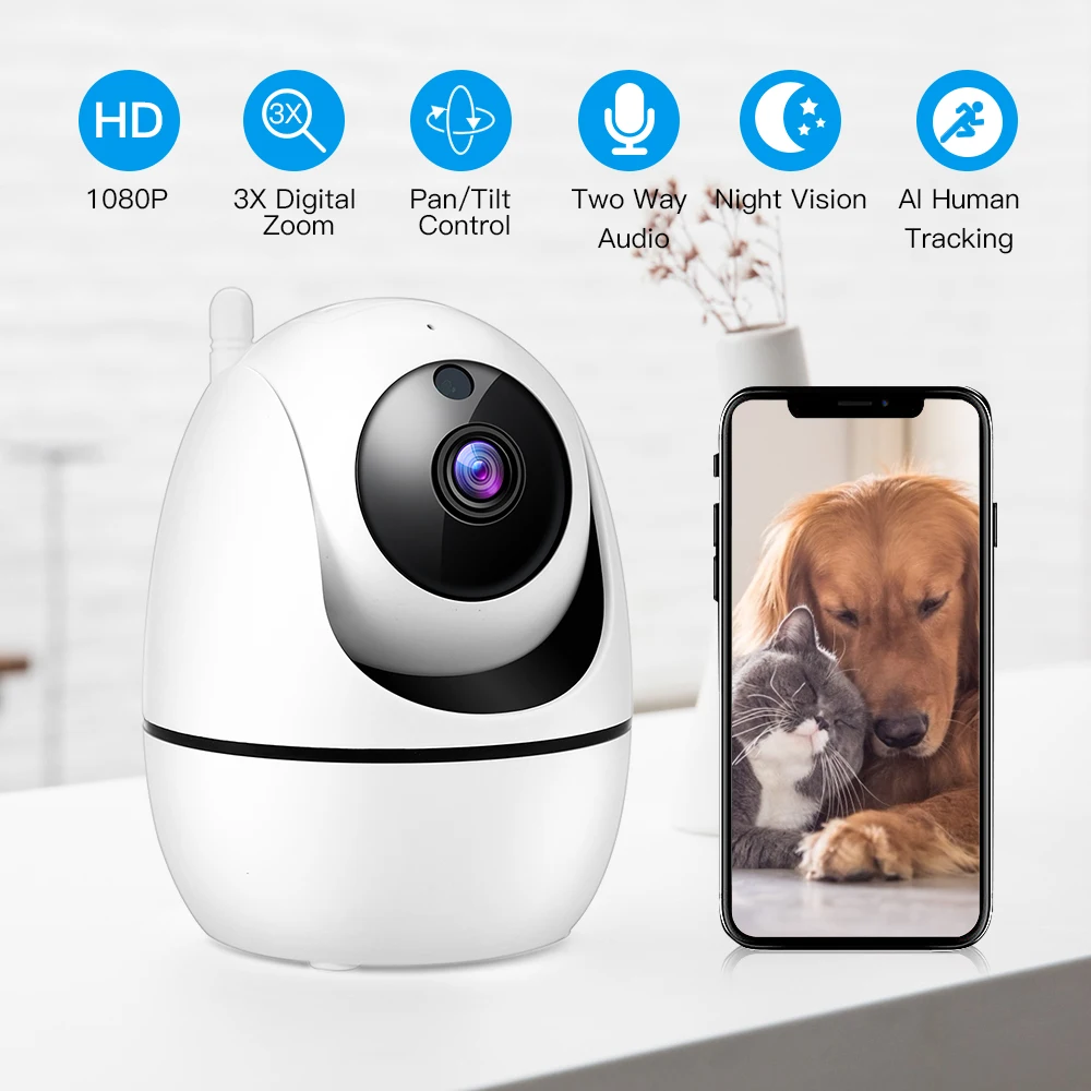 HD 1080P облачная IP камера WiFi Беспроводная смарт слежения домашняя охранная