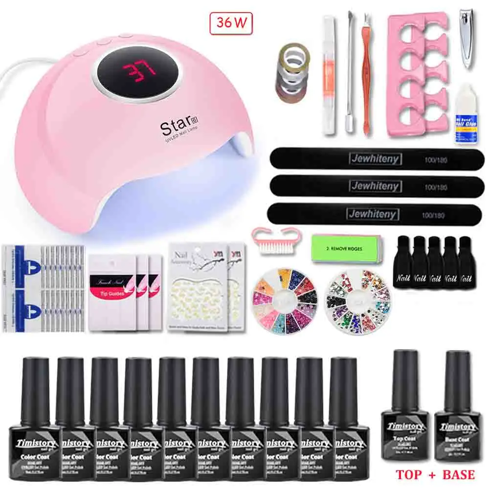 Nail set 12 gel Набор для ногтей с лампой для ногтей, Гель-лак для ногтей, Набор лаков для маникюра, набор инструментов для маникюра, набор пилок для ногтей, верхнее покрытие, Базовое покрытие - Цвет: Nail set 12 gel
