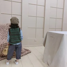 Tckids детская одежда, настраиваемый 19 весенний классический универсальный вязаный жилет с декоративным узором в стиле ретро, пряжа в Северном европейском стиле
