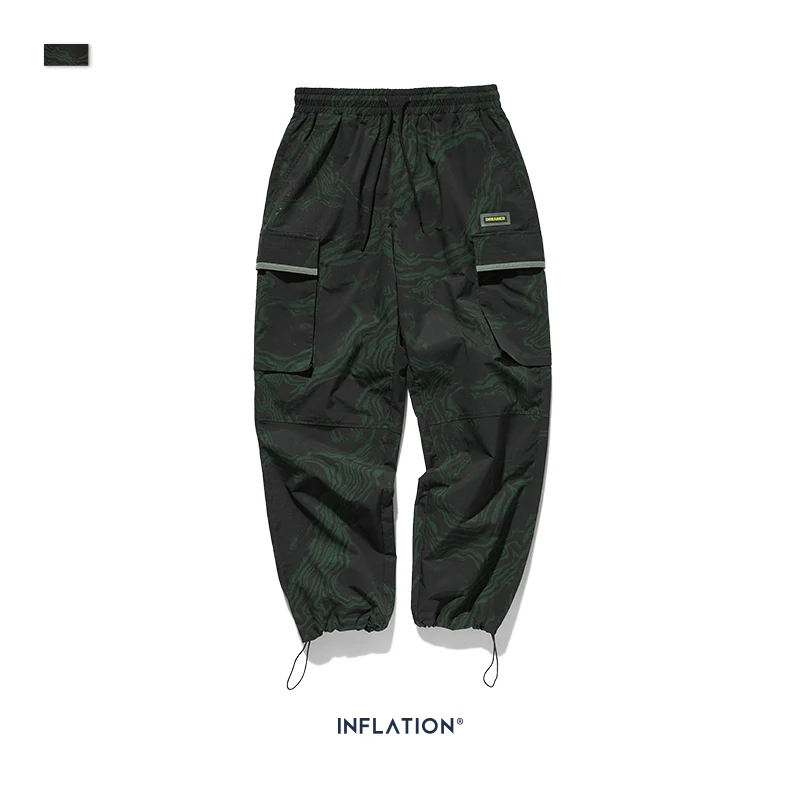 INFLATION, осенние мужские штаны для бега, мужские темно-камуфляжные повседневные брюки для пробежек, Мужские штаны в стиле хип-хоп, камуфляжные штаны для бега 93427W