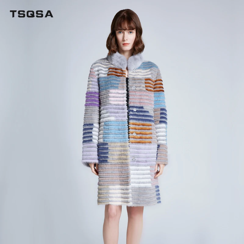 

TSQSA 2019 Winter Women Fur Coat Real Mink Fur And Rex Rabbit Fur Coat Casual Lady Coat High Street Style Female Clothes TAC1906