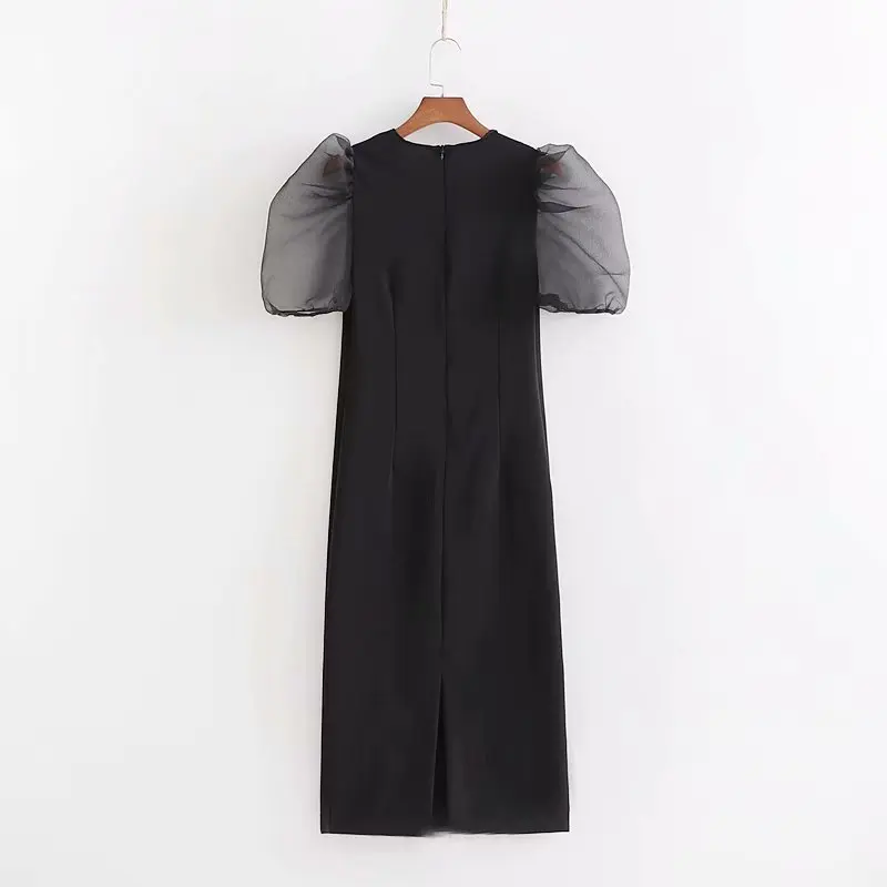 XD40-2429 в европейском и американском стиле; модные, Прозрачные Жесткие пузырь платье с длинными рукавами