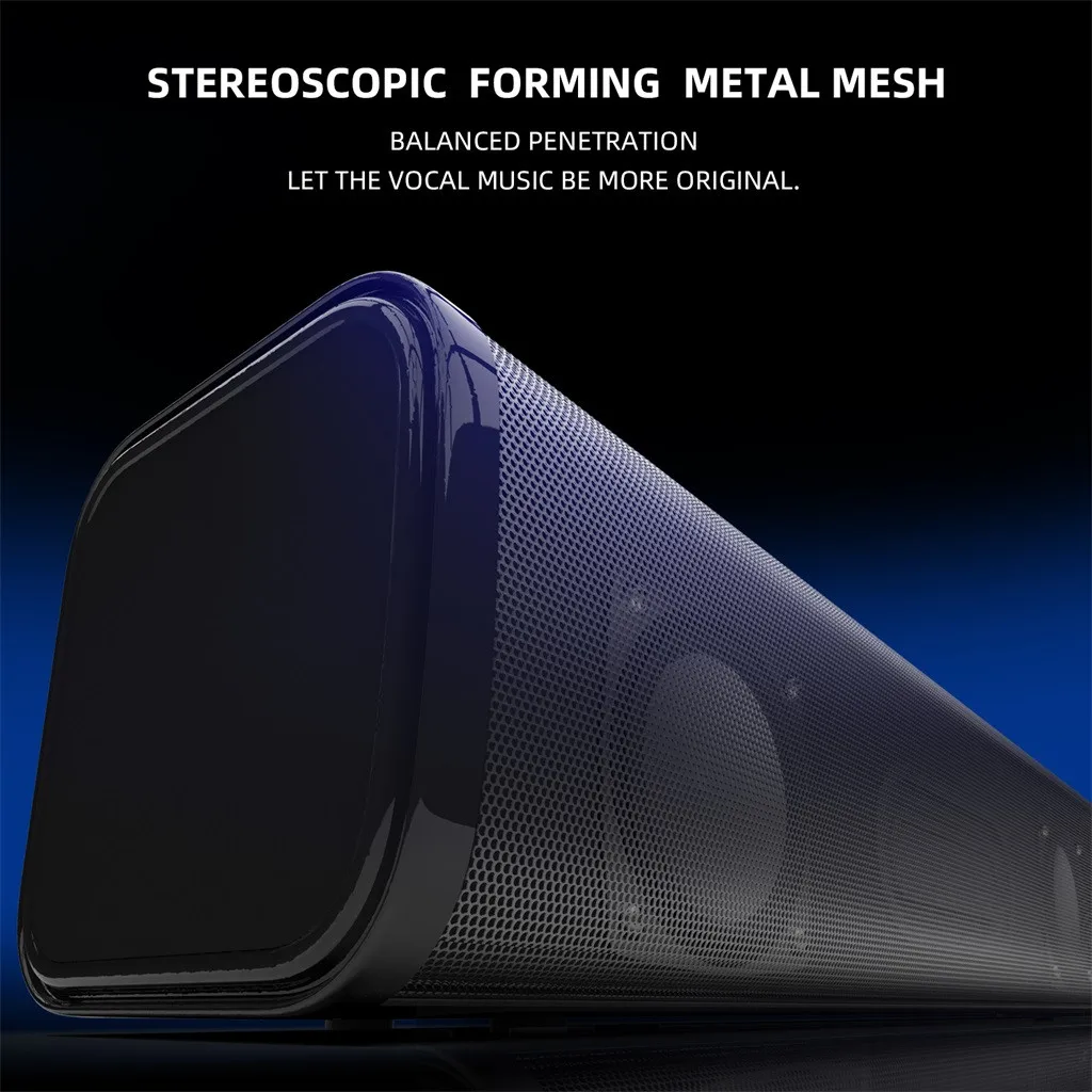Bluetooth 5.0 Long Strip Double Horn 3D Surround Bass Speaker Subwoofer 2200mAh battery support TF card handsfree calling For PC