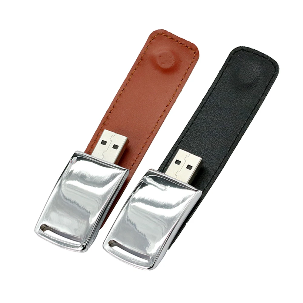Кожаный и металлический usb-брелок, флеш-накопитель, Модный USB 2,0, флеш-накопитель, 8 ГБ, 16 ГБ, 32 ГБ, 64 ГБ, 128 ГБ, 256 г, флешка, карта памяти