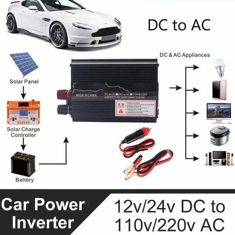 Солнечный инвертор 12 V/24VDC модифицированный синусоидальный преобразователь 500 W/1000 W H9P3
