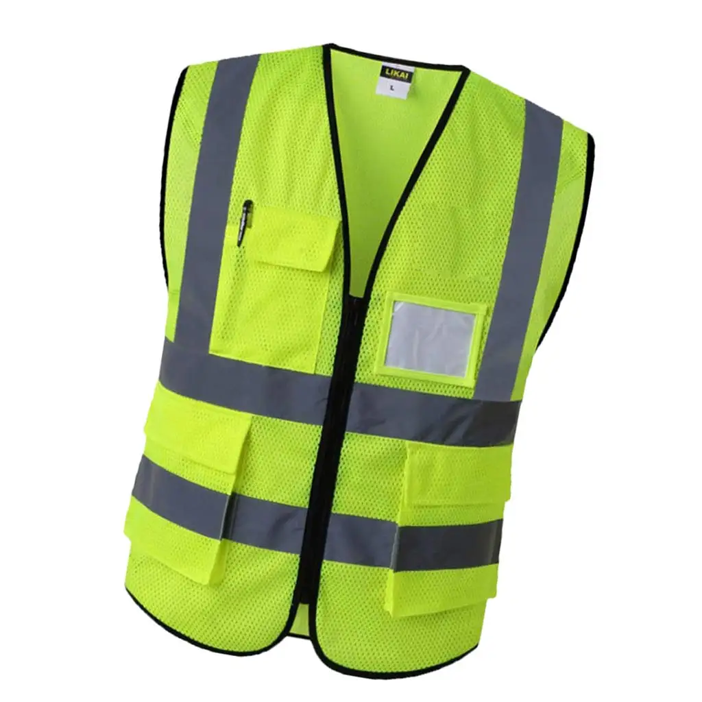 Автомобильный Светоотражающий Жилет, одежда для безопасности, жилет для тела, безопасное защитное устройство, оборудование для дорожного движения с карманом для езды на велосипеде - Цвет: Yellow S