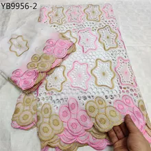 New Pretty hot Sale dubai wholesale pink swiss voile lace fabric heavy fashionable party dress cloth