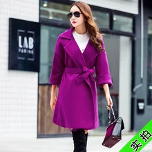 Фотосессия] Стиль шерстяное пальто общий стиль шнуровка Талия обнимает похудение Южная Корея Универсальный бизнес Женская Шерсть