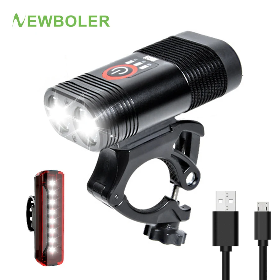 NEWBOLER светодиодный светильник для велосипеда 2000 лм Перезаряжаемый USB фонарь MTB