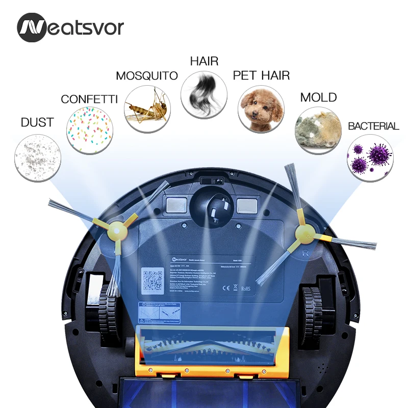 NEATSVOR X500 робот-пылесос 1800PA мощный всасывающий 3 в 1 домашний сухой влажный уборочный робот-пылесос с автоматической зарядкой