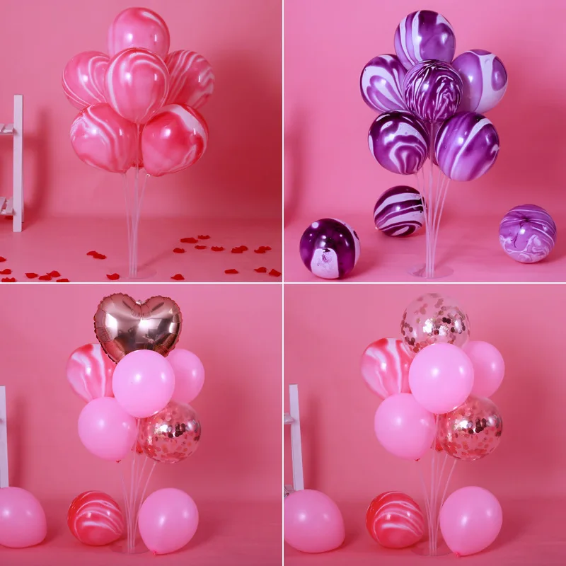 7pcs globos Agate pattern latex Balloon Stand High quality and firm tubes Holder Wedding Baby Shower Birthday decoration Supplie