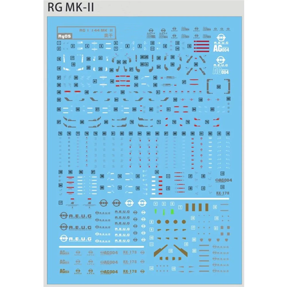 DIY Высококачественная наклейка на воду наклейки для 1/144 Bandai RG Gundam MK II AEUG модель DIY водорастворимые наклейки - Цвет: Синий