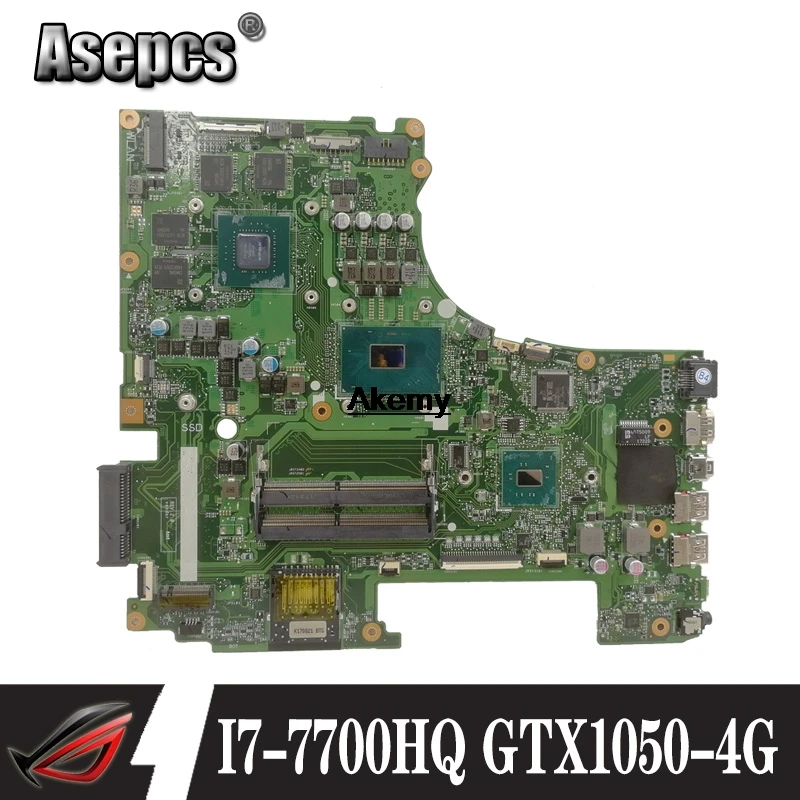 cheap Akemy GL753VD Laptop motherboard for ASUS ROG GL753VD GL753VE GL753V original mainboard I7 7700HQ GTX1050 4G