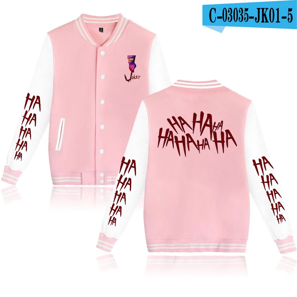 Новая бейсбольная форма Джокера Мужская одежда Harajuku Slim fit хлопковая модная бейсбольная куртка кэжуал - Цвет: pink