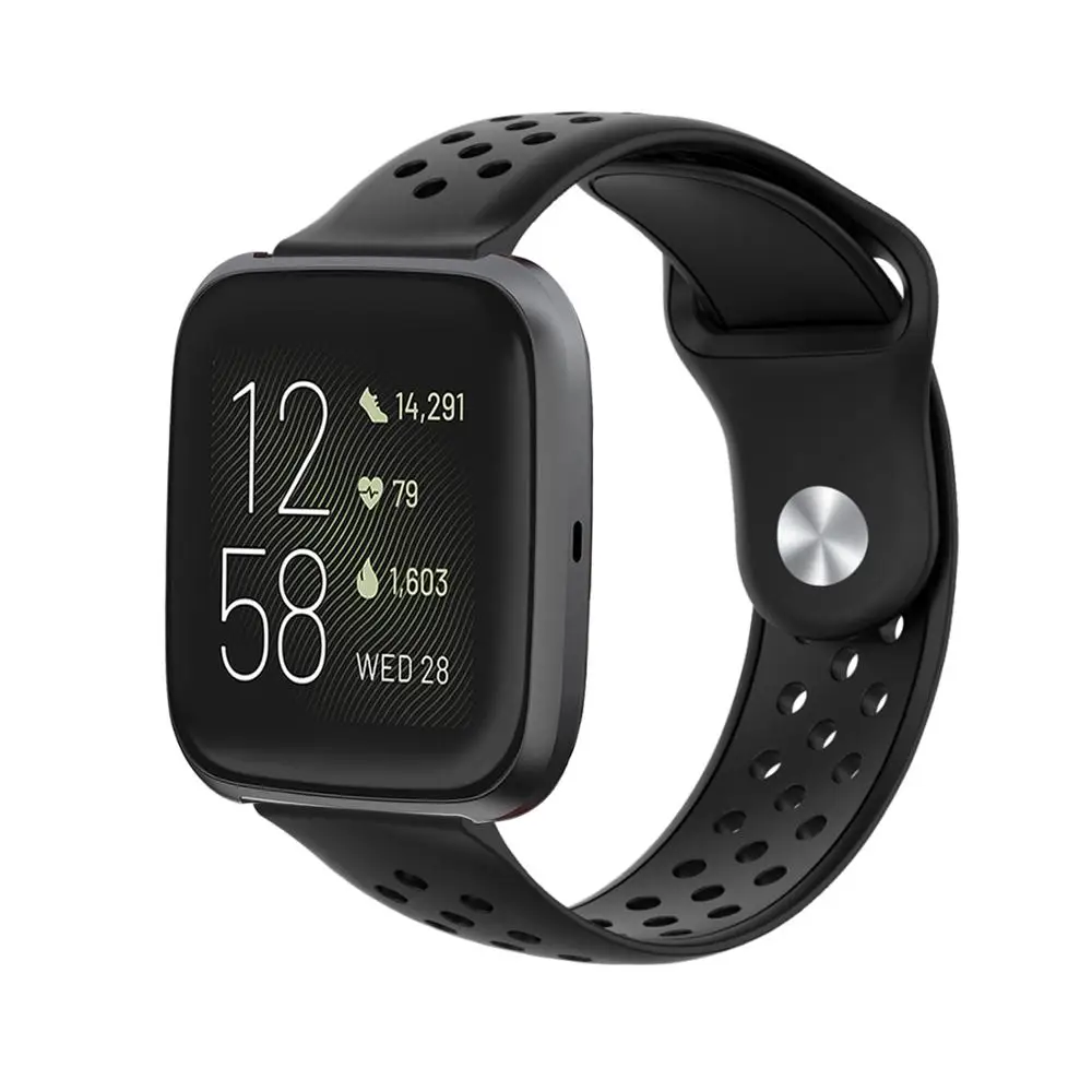 Сменный Браслет серии для Edition/Versa, аксессуары для наручных часов, ремешок из смолы для versa2 versa lite, ремешок для часов - Цвет ремешка: Черный
