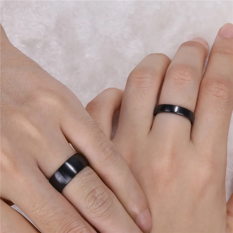 wedding rings finger rings fashion rings engagement rings couple rings stone rings 4/6/8mm Ceramic Ring Black Wedding Engagement Band Brushed Flat Comfort Fit Men Women Fashion Jewelry
