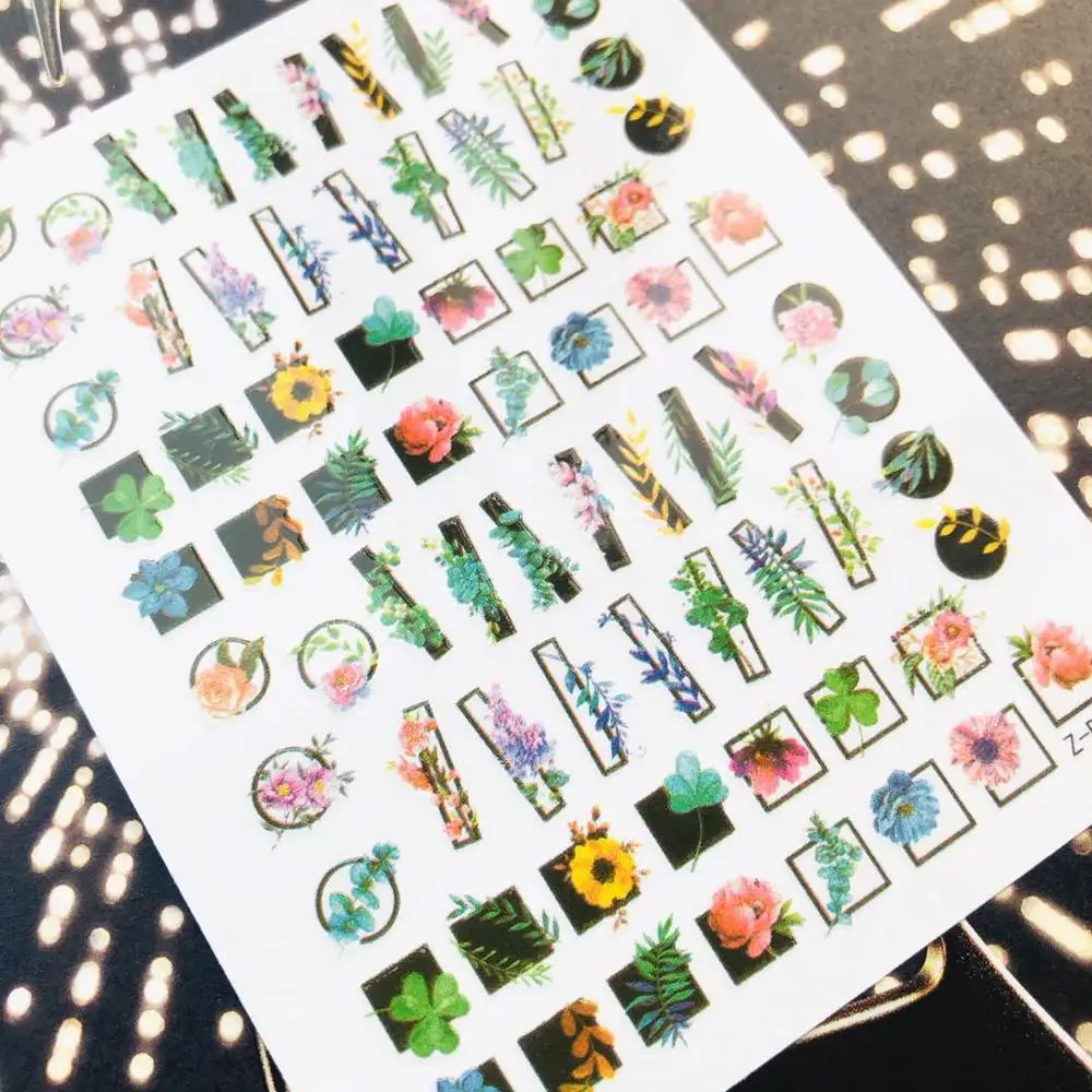 

ZD-3594 SERIES colorful flower CA-490-496-498 3d nail art stickers decal template diy nail tool decorations