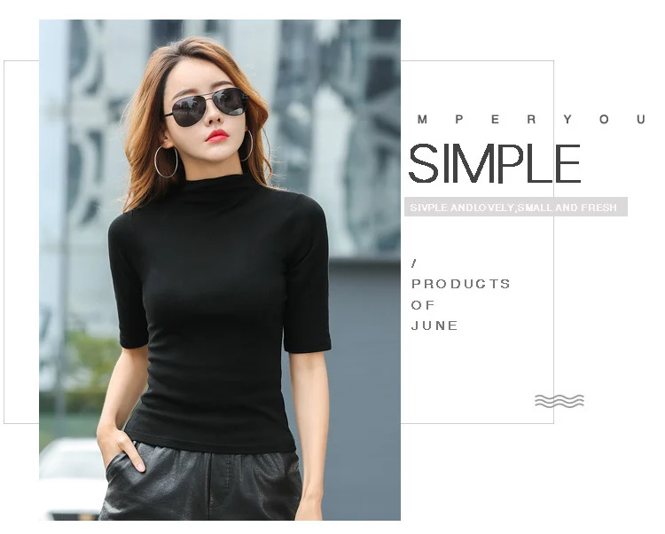 MRMT 2023 Marke Neue frauen T-sh Nahen Ärmeln Körper Abnehmen Frauen T-sh für Frau Semi-Hohen kragen Dünne Tops T280_voghion.com