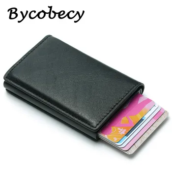 

Bycobecy Rfid Card Holder Men Wallets Money Bag Male Vintage Black Short Purse 2019 Small Leather Slim Wallets Mini Wallets Thin