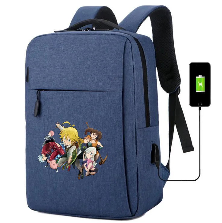A The Seven Deadly Sins холст рюкзак зарядка через usb школьные сумки мелйод с рисунком дракона сумка на плечо ноутбук дорожная сумка рюкзак - Цвет: A