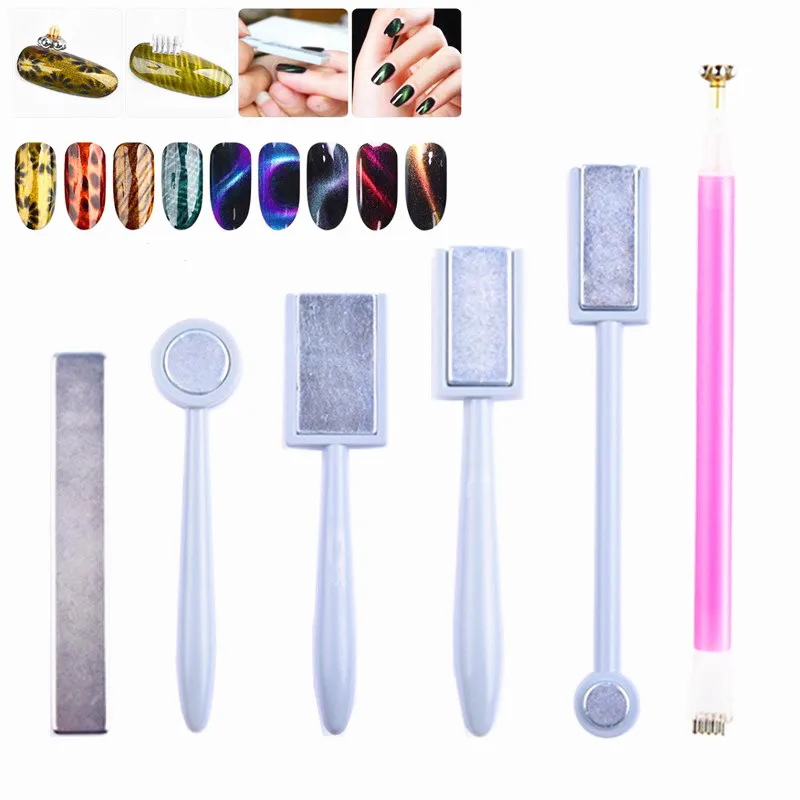 

Double Headed Nail Art Magnet Stick Cat Eyes Magnet for Nail Gel Polish 3d Line Strip Effect Strong Magnetic Pen Tools