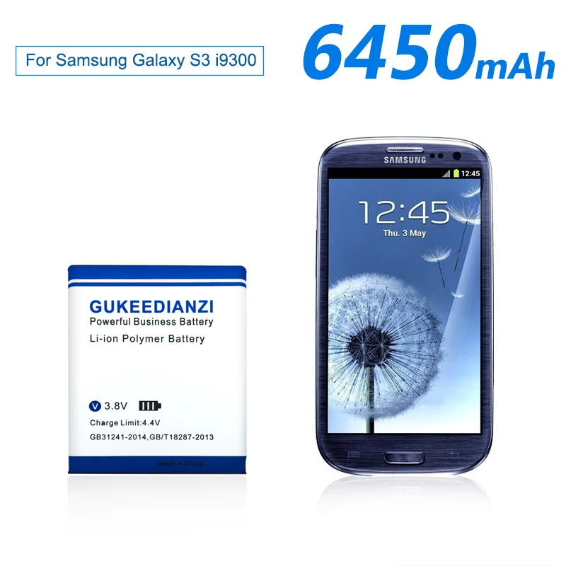 EB-L1G6LLU 6450 мАч Сменный аккумулятор для телефона samsung Galaxy S3 SIII i9300 i9300i i9305 i9301 i9118 литий-ионные полимерные аккумуляторы