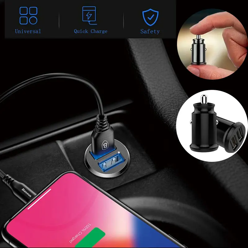 

Universal 12-24V Mini Car Cigarette Lighter Socket 3.1A Dual-port USB Quick Charge Auto Charger Cigarette Lighter Splitter