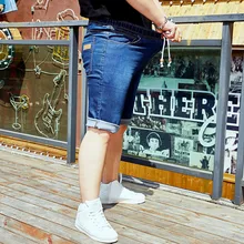 Летние новые джинсовые шорты мужские горячие продажи Свободный Прямой эластичный пояс повседневные короткие джинсы мужские большие размеры 40 42 44 46 48