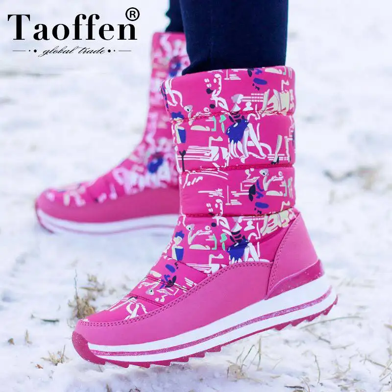 Женские нескользящие ботинки Taoffen теплые лыжные с Плюшевым Мехом на молнии