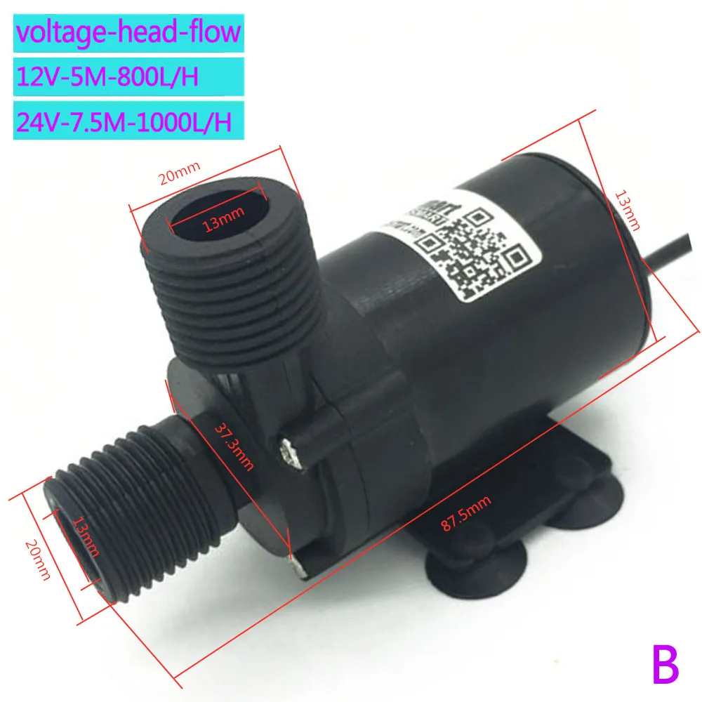 Bringsmart 800L/H 1000L/H DC 12V 24V 태양열 브러시리스 미니 모터 물 순환 워터 펌프 5m 7.5m 잠수정 펌프 맞춤형