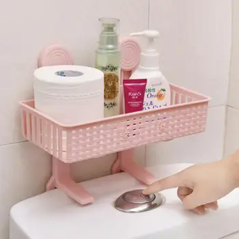 

Bathroom Shelf Organizer with Towel Rack Wall Mounted No Drilling Tissue Holder Kitchen bathroom Storage Rack Organizer