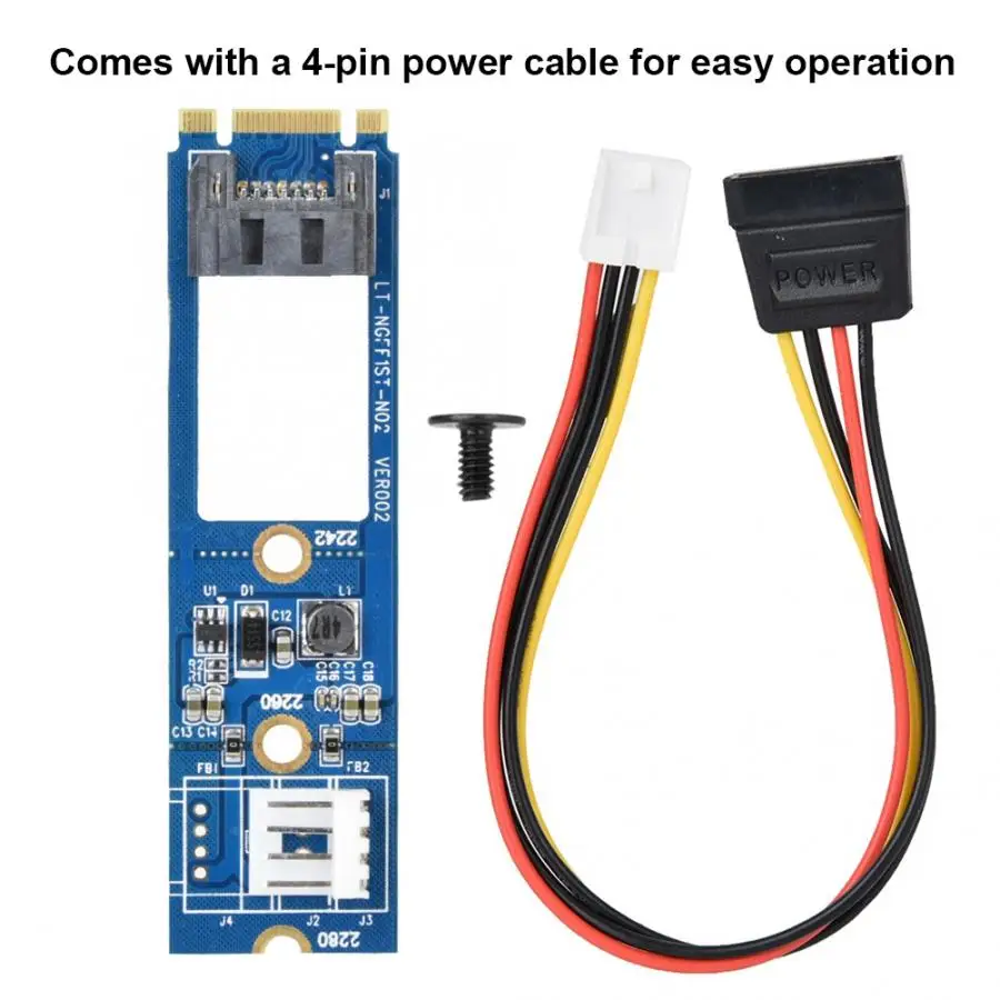 M2 к SATA M.2 NGFF SATA к 7Pin SATA горизонтальная конвертерная плата адаптера+ 4Pin кабель питания NGFF SATA3.0 конвертер карта