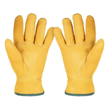 

New Leather Working Gloves Men's Work Cowhide Gloves Gardening Digging Planting Plant Flower Pruning Protective Glove Driver Sec