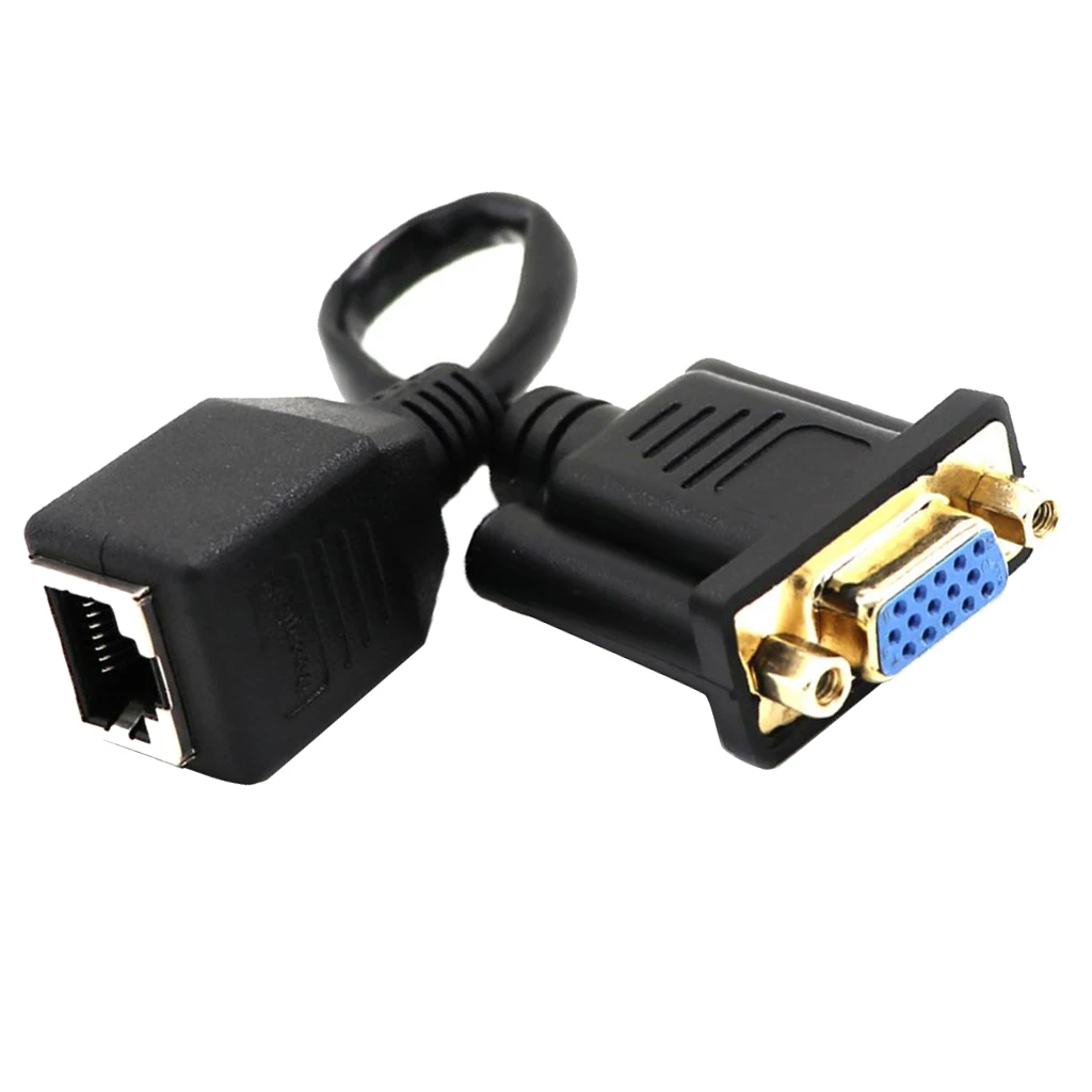 VGA Extender Converter Adapter Cable Cord, Cat5/Cat5E/RJ45 Female Network Cable Connector