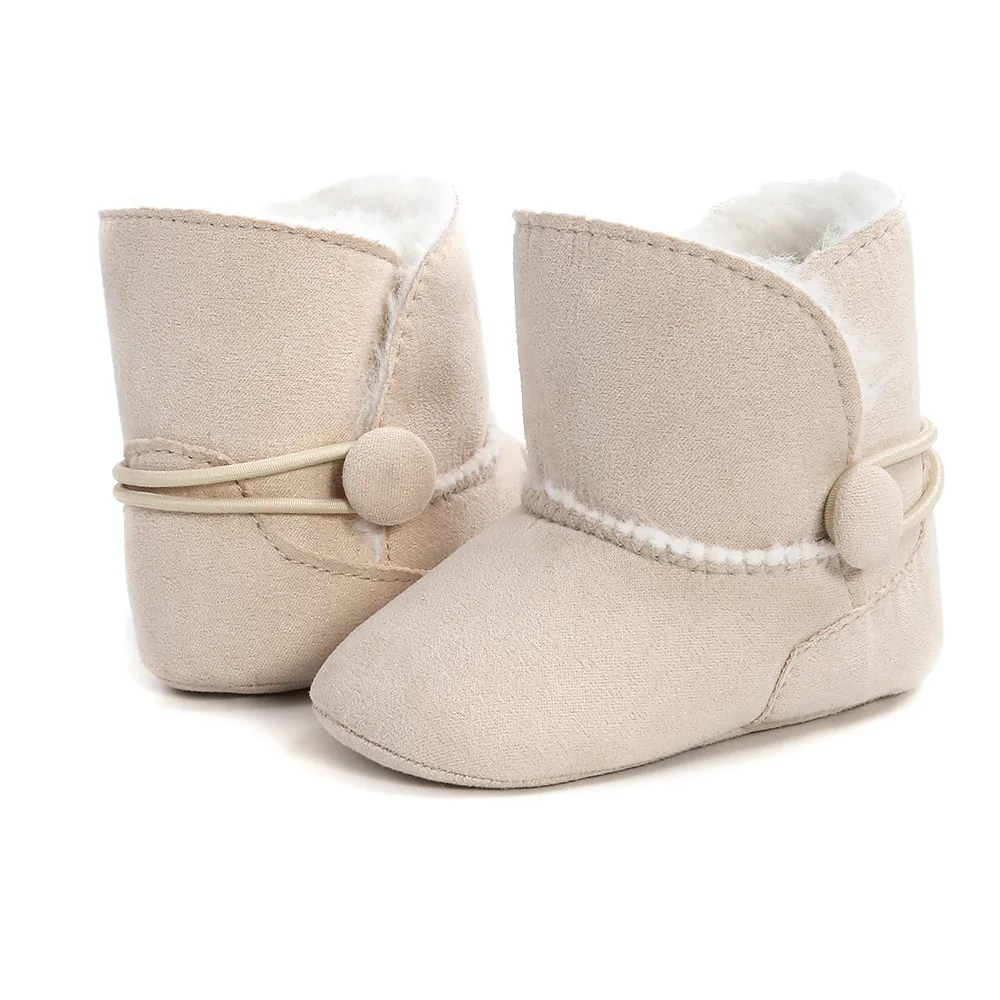 0-18 Months Baby Girls Boys Plush Winter Snow Boot Toddler Solid Color Fleece Lining Thick Boot With Non Slip Rubber Sole