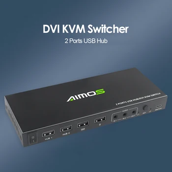 

USB HUB DVI KVM Switch Adapter 2 in 1 Out USB 2.0 Selector for Keyboard Mouse Printer PC Monitor