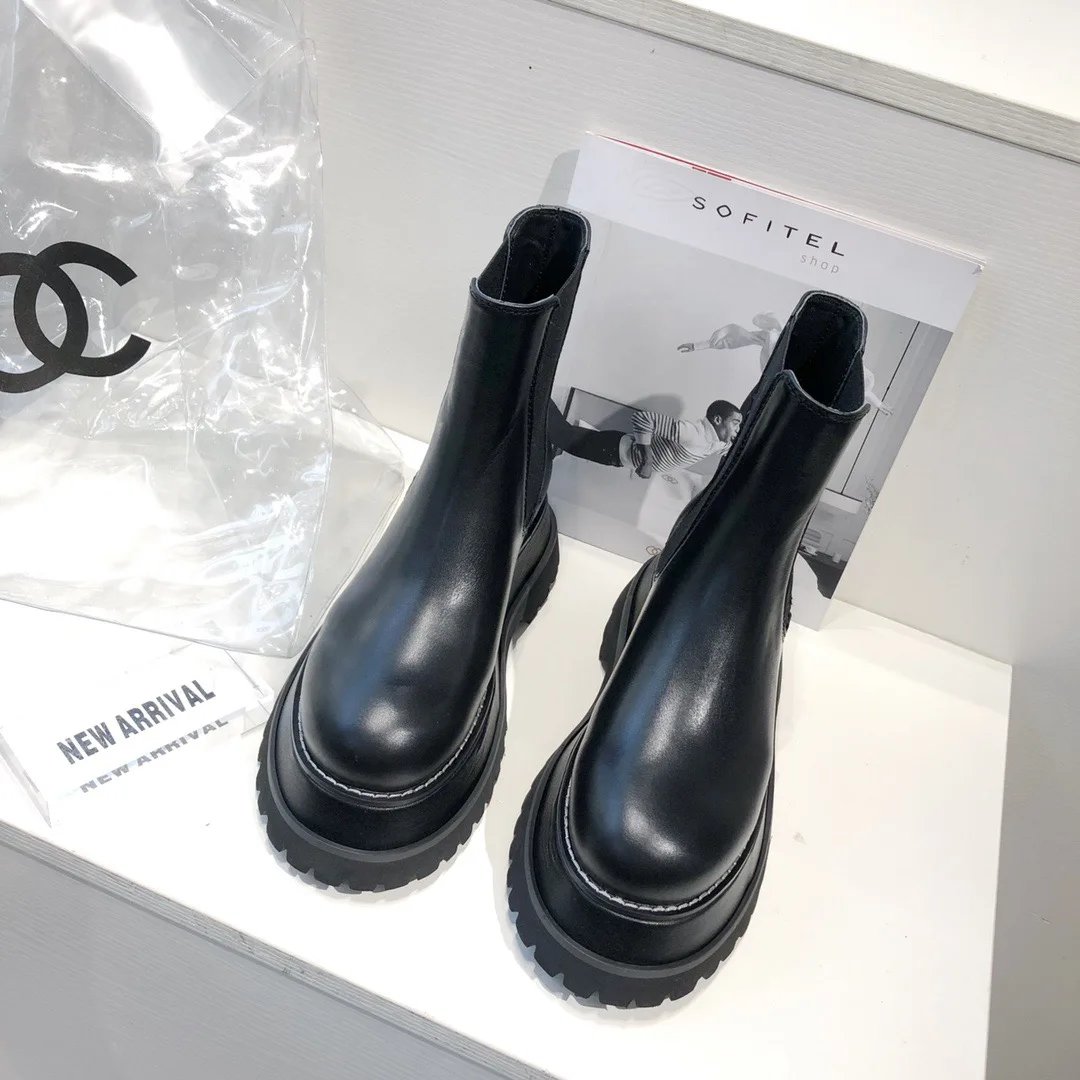 Популярные ботинки; женские кожаные ботильоны; Zapatos De Mujer; ботинки с резным узором; полуботинки с перфорацией типа «броги» на платформе с эластичным каблуком; женская обувь