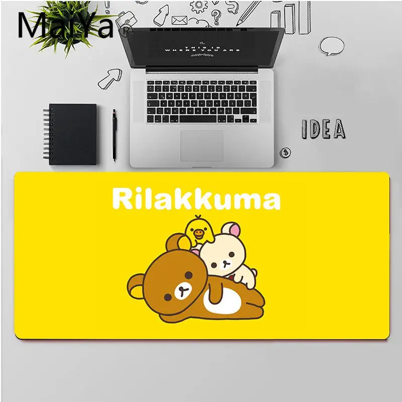 Высококачественный Прочный резиновый коврик для мыши Maiya Cute rilakkuma, бесплатная доставка, большой коврик для мыши, коврик для клавиатуры-5