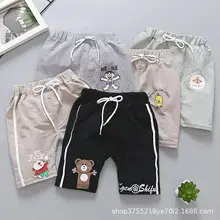 Шорты для маленьких мальчиков лето г., новые стильные детские хлопковые Короткие повседневные штаны с принтом тонкие детские штаны средней длины поставка