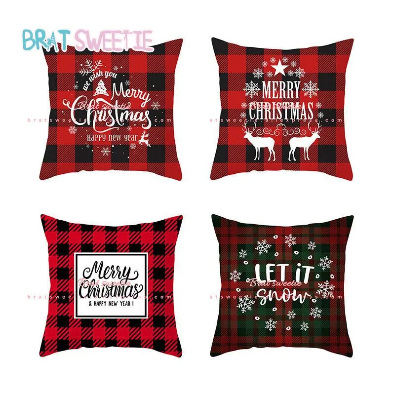 4 шт./компл. Рождественская Подушка накидки на подушки одежда в ретро стиле Buffalo