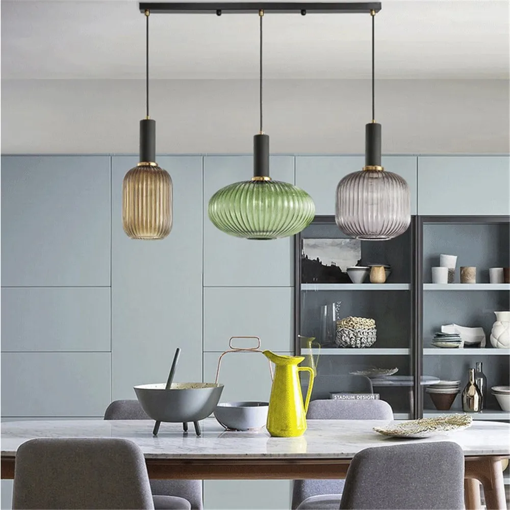 Nordic Design Loft Vintage LED Pendant Light Iron Glass Single Head Hanging Lamp Home Decor Lighting Fixtures DIY Droplight