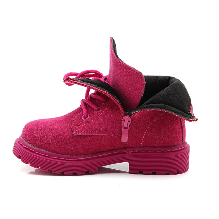 Детские кожаные римские сапожки для мальчиков и девочек, розовые, красные ботинки martin для девочек, школьные коричневые сапоги, детская зимняя обувь, размеры 27-37, новинка