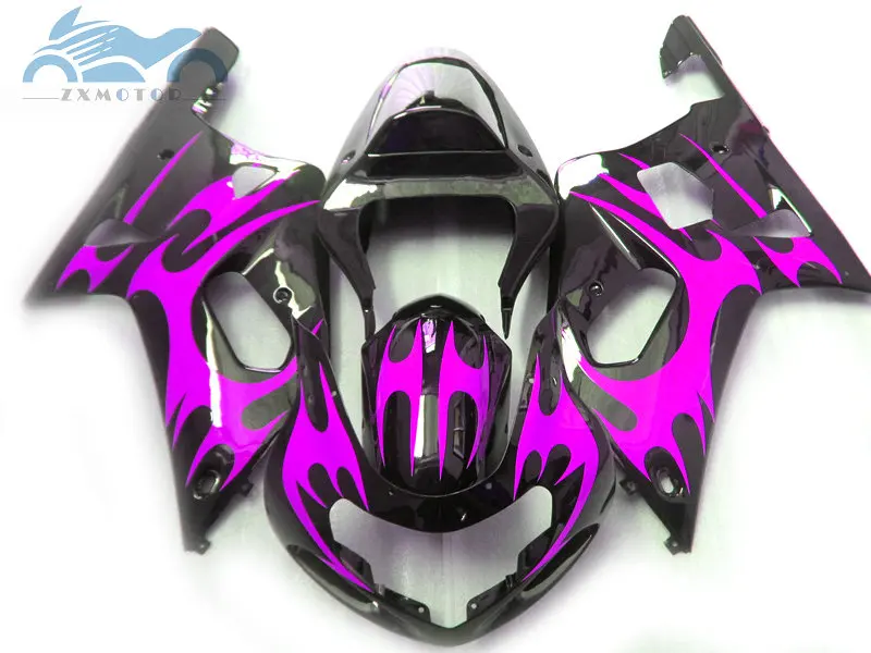 Purple black Fairing АБС-пластик обтекатели комплект для SUZUKI K1 2001 2002 2003 GSXR600 GSXR 750 GSXR750 01 02 03 желтый фиолетовый зеленый оранжевый огонь - Цвет: Purple black Fairing