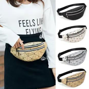 

2020 Laser Waist Women Fanny Pack Girl Travel Money Belt Wallet Glitter Bum Bag Pouch