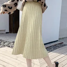 Модная Повседневная осенне-зимняя юбка миди, длинная Плиссированная юбка с эластичной резинкой на талии, женские юбки Faldas Mujer Moda ropa mujer Jupe Femme