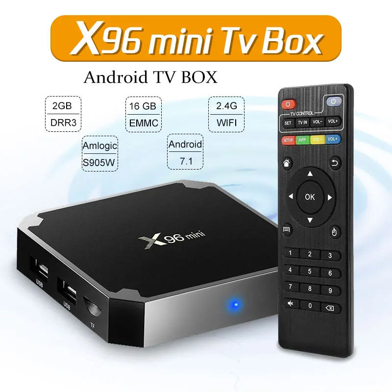 X96 Мини ТВ приставка на базе Android BOX X96mini Android 7,1 Smart tv Box 2 Гб 16 Гб Amlogic S905W четырехъядерный 2,4 ГГц WiFi телеприставка 1GB8GB